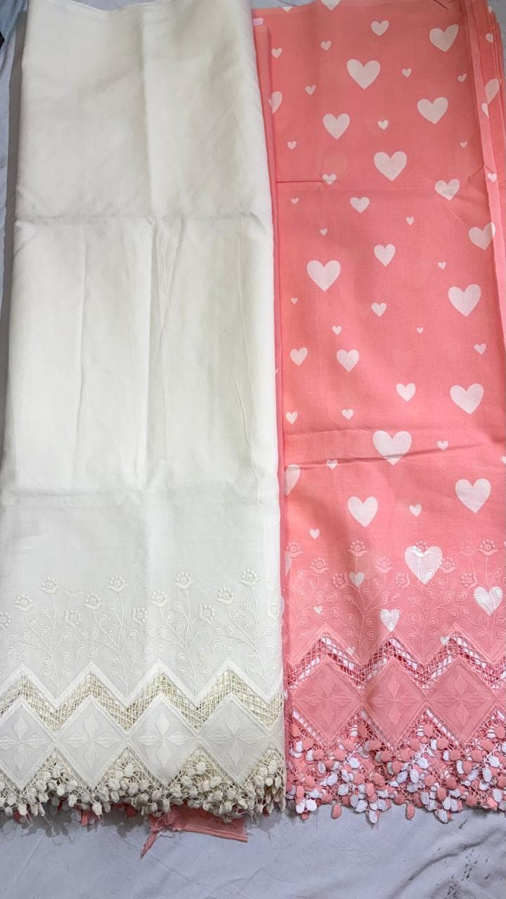 Dusty Rose Printed Heart Pure Cotton Suit - Dusty Rose